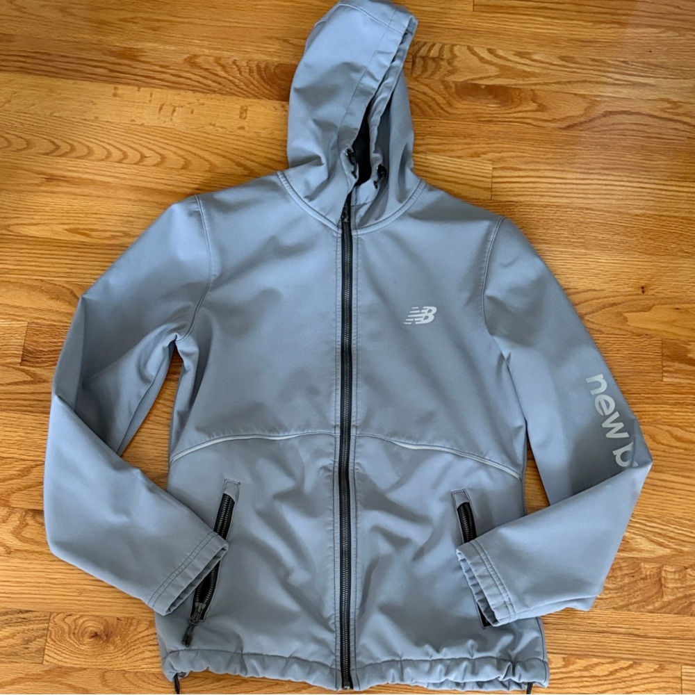 New Balance Light Gray Softshell Lined Hooded Jac… - image 3